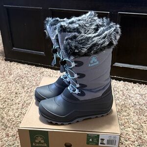 Kamik Charcoal Snow Boots with Plush Fur